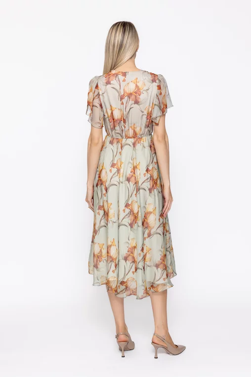 Rochie Caramel decolteu suprapus vernil-maro R8625 thumbnail picture - 