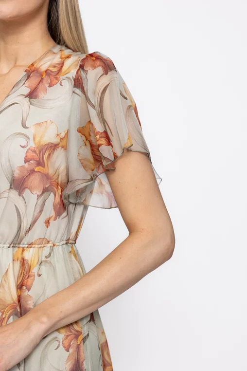 Rochie Caramel decolteu suprapus vernil-maro R8625 thumbnail picture - 
