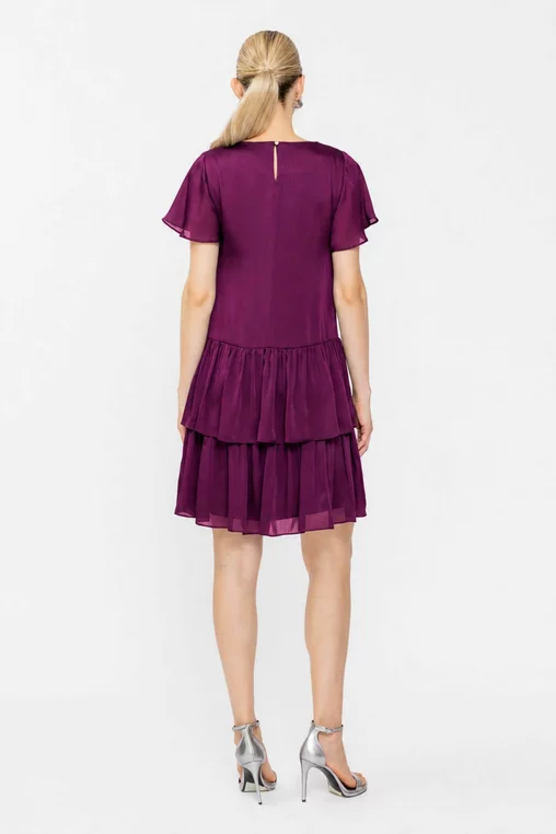 Rochie Caramel din voal cu volane mov R8636 thumbnail picture - 