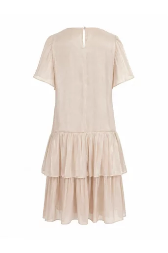 Rochie Caramel din voal cu volane și accesoriu bej R8630