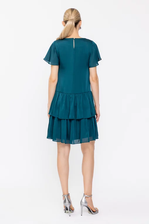 Rochie Caramel din voal cu volane verde R8636 thumbnail picture - 