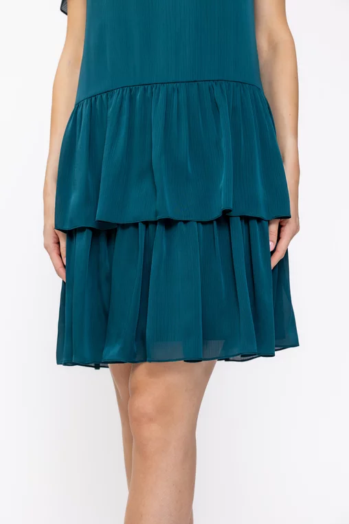 Rochie Caramel din voal cu volane verde R8636 thumbnail picture - 
