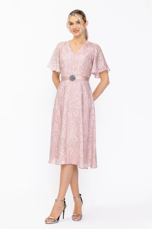 Rochie Caramel elegantă cu cordon roz R8614 thumbnail picture - 