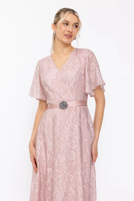 Rochie Caramel elegantă cu cordon roz R8614 thumbnail picture - 