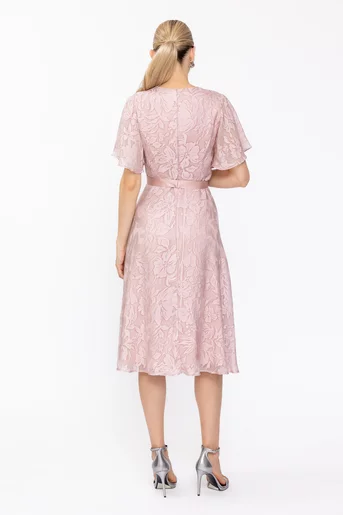 Rochie Caramel elegantă cu cordon roz R8614