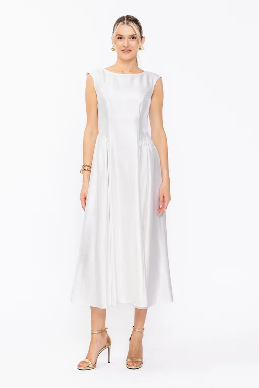 Rochie Caramel elegantă cu creți laterali ivory R8631 thumbnail picture - 