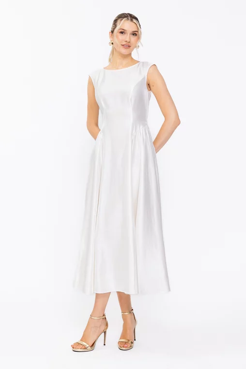 Rochie Caramel elegantă cu creți laterali ivory R8631 thumbnail picture - 