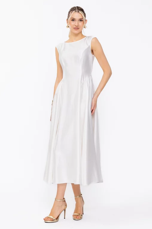 Rochie Caramel elegantă cu creți laterali ivory R8631 thumbnail picture - 