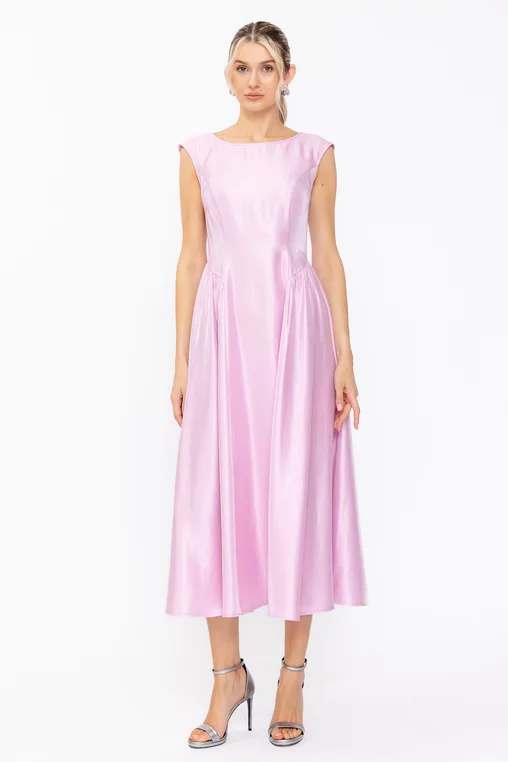 Rochie Caramel elegantă cu creți laterali roz R8631 thumbnail picture - 