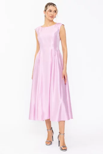 Rochie Caramel elegantă cu creți laterali roz R8631