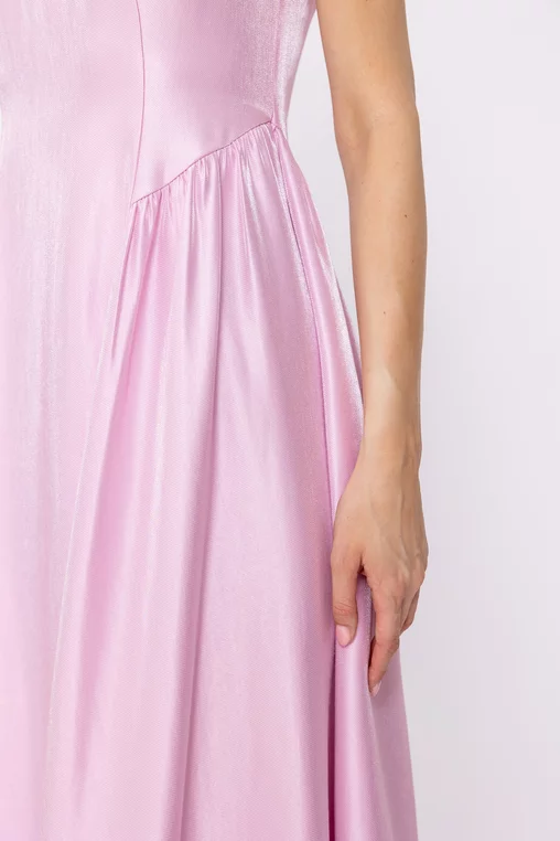 Rochie Caramel elegantă cu creți laterali roz R8631 thumbnail picture - 