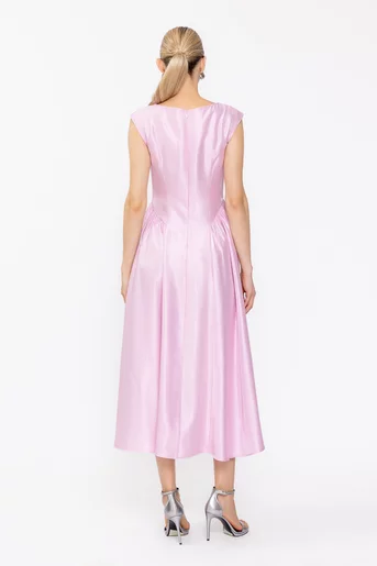 Rochie Caramel elegantă cu creți laterali roz R8631