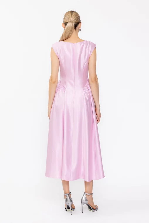 Rochie Caramel elegantă cu creți laterali roz R8631 thumbnail picture - 
