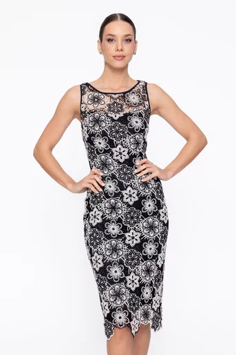 Rochie Caramel elegantă din dantelă neagră R8621