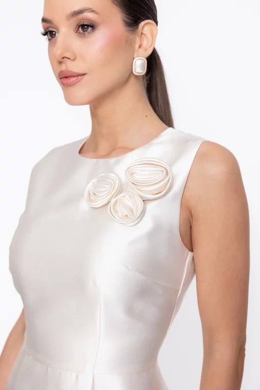 Rochie Caramel elegantă din tafta cu flori decorative ivory R8620 thumbnail picture - 