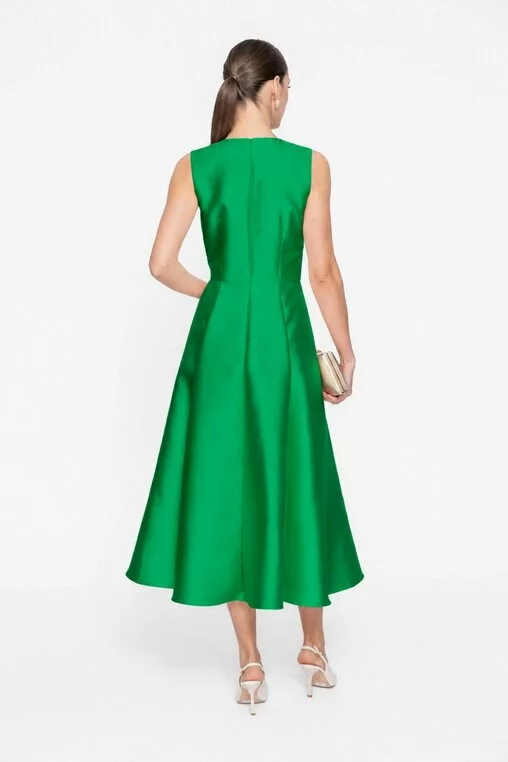 Rochie Caramel elegantă din tafta cu flori decorative verde R8620 thumbnail picture - 