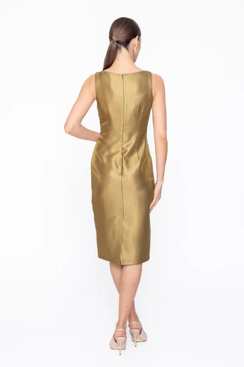 Rochie Caramel elegantă din vâscoză satinată olive R8615