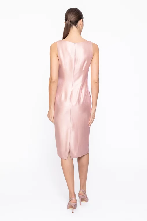 Rochie Caramel elegantă din vâscoză satinată roz R8615 thumbnail picture - 