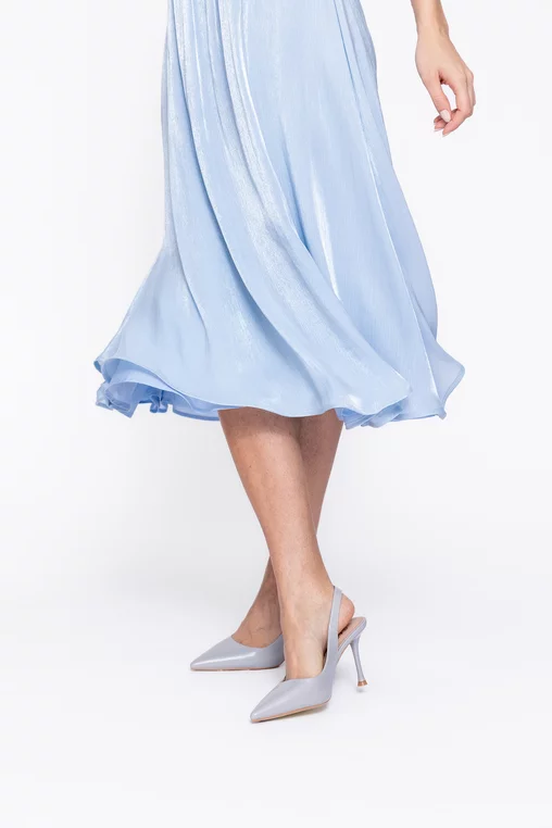 Rochie Caramel elegantă din voal cu cordon și floare bleu R8623 thumbnail picture - 