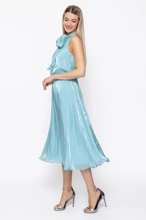 Rochie Caramel elegantă din voal cu eșarfă bleu R8627 thumbnail picture - 