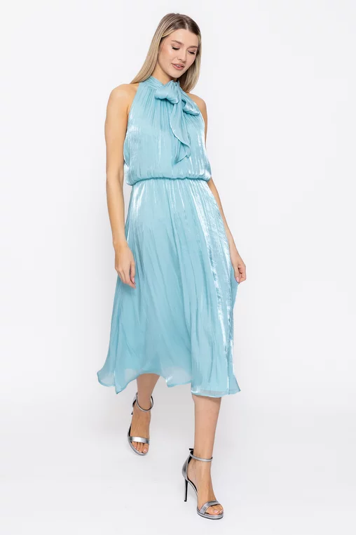 Rochie Caramel elegantă din voal cu eșarfă bleu R8627 thumbnail picture - 