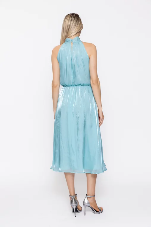 Rochie Caramel elegantă din voal cu eșarfă bleu R8627 thumbnail picture - 