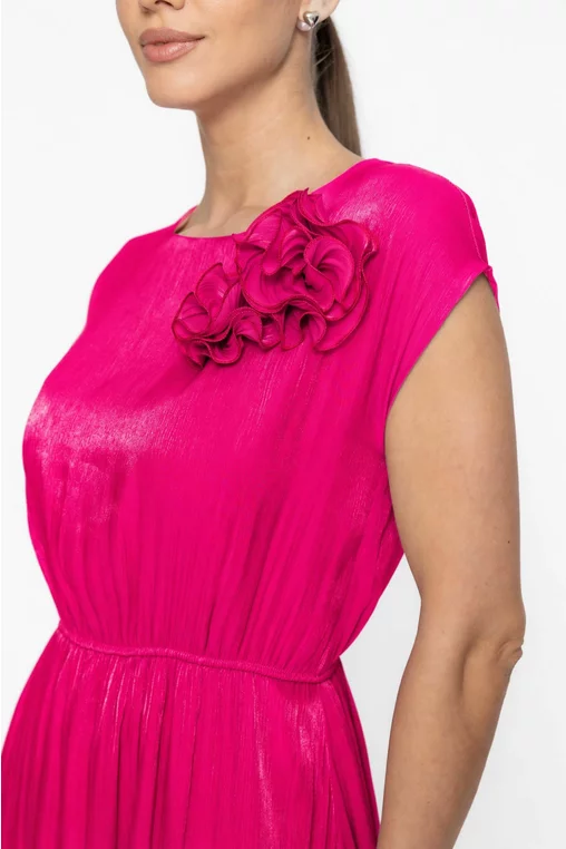 Rochie Caramel elegantă din voal cu flori decorative fucsia R8622 thumbnail picture - 