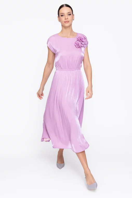 Rochie Caramel elegantă din voal cu flori decorative lila R8622 thumbnail picture - 