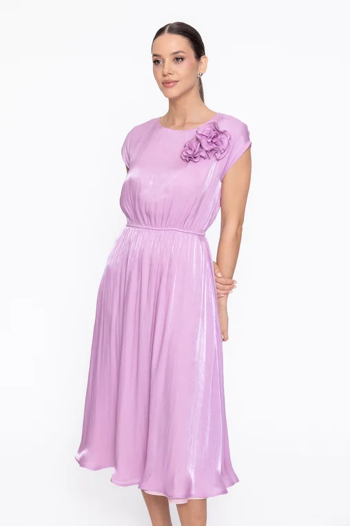 Rochie Caramel elegantă din voal cu flori decorative lila R8622 thumbnail picture - 