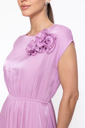Rochie Caramel elegantă din voal cu flori decorative lila R8622