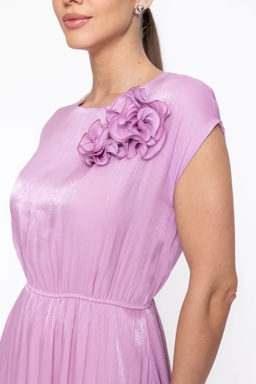 Rochie Caramel elegantă din voal cu flori decorative lila R8622 thumbnail picture - 