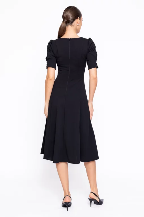 Rochie Caramel elegantă in clini cu nasturi decorativi neagră R8608 thumbnail picture - 