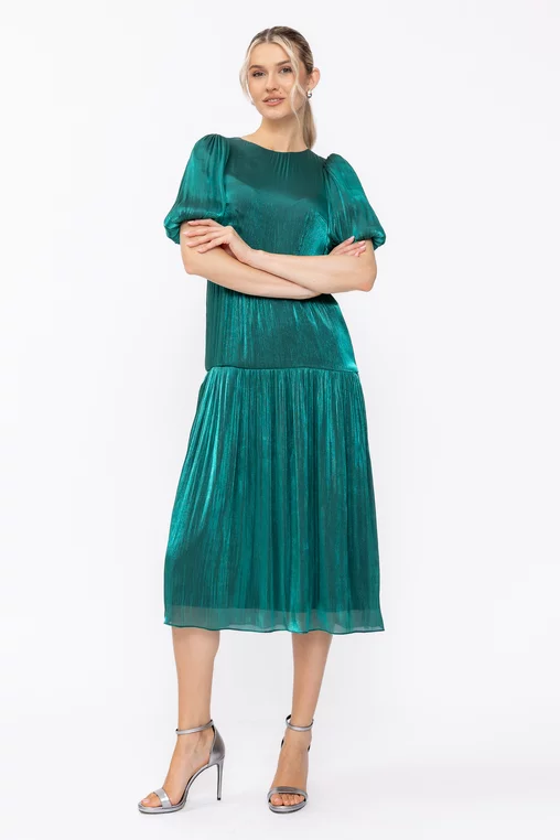 Rochie Caramel elegantă voal peliculizat verde R8635 thumbnail picture - 