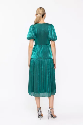 Rochie Caramel elegantă voal peliculizat verde R8635