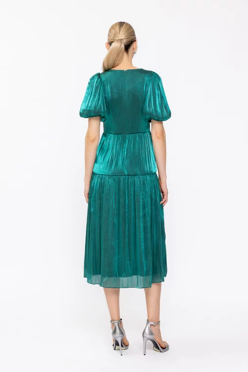 Rochie Caramel elegantă voal peliculizat verde R8635 thumbnail picture - 