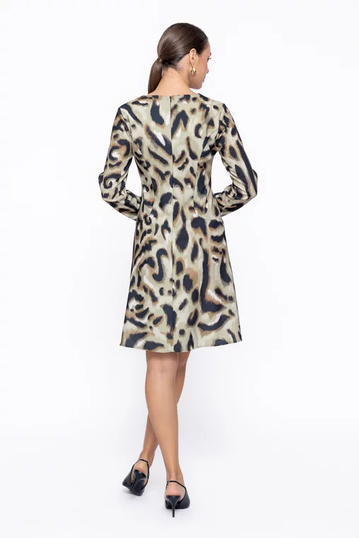 Rochie Caramel evazată animal print olive R8603 thumbnail picture - 