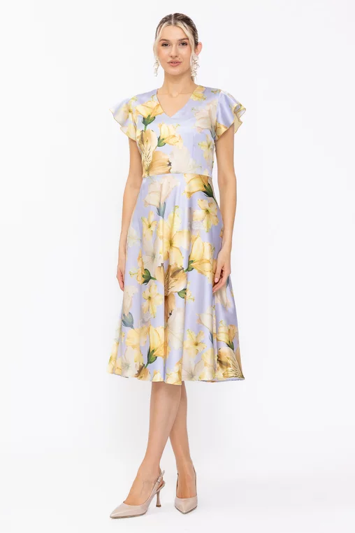 Rochie Caramel imprimeu floral galben R8634 thumbnail picture - 