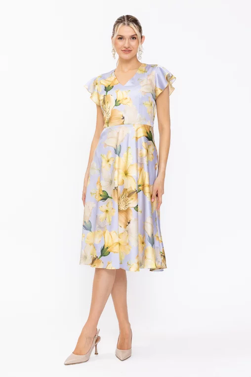 Rochie Caramel imprimeu floral galben R8634 thumbnail picture - 