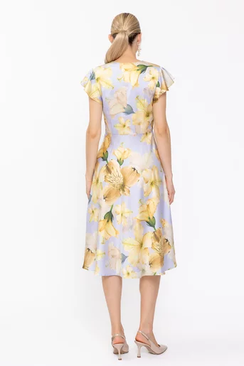Rochie Caramel imprimeu floral galben R8634