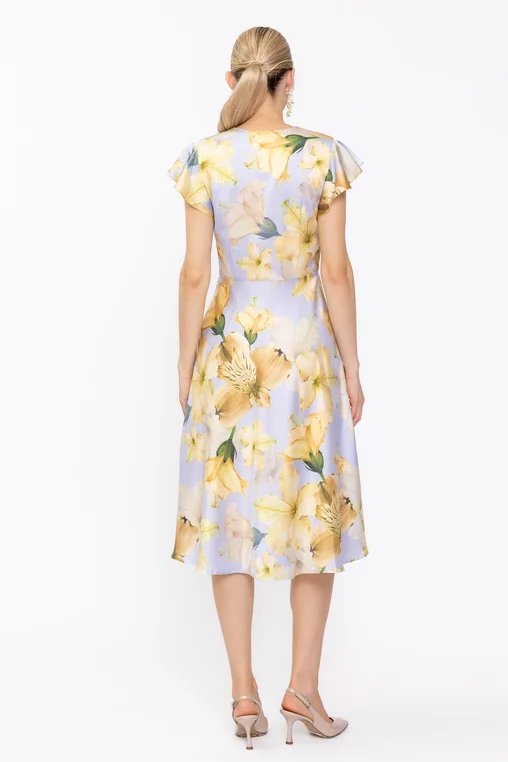 Rochie Caramel imprimeu floral galben R8634 thumbnail picture - 