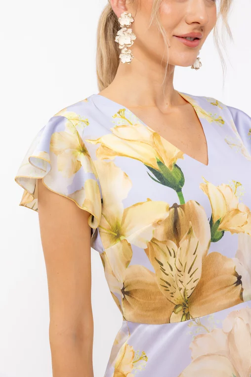 Rochie Caramel imprimeu floral galben R8634 thumbnail picture - 
