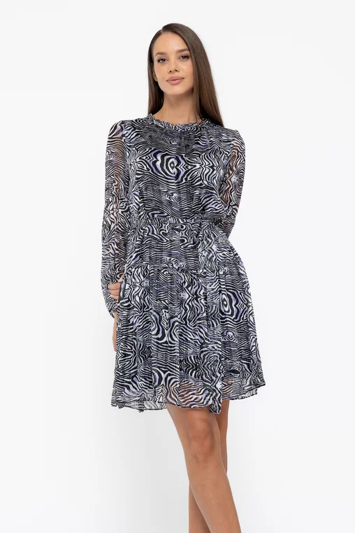 Rochie Caramel imprimeu zebră neagră R8605 thumbnail picture - 