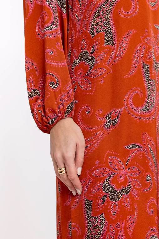 Rochie Caramel lejeră decoletu în v cărămizie R8606 thumbnail picture - 