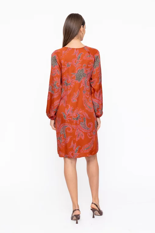 Rochie Caramel lejeră decoletu în v cărămizie R8606 thumbnail picture - 