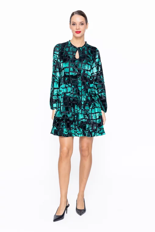 Rochie Caramel lejeră din catifea verde r8581 thumbnail picture - 