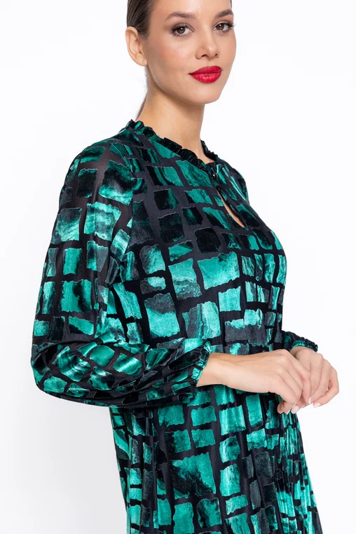 Rochie Caramel lejeră din catifea verde r8581 thumbnail picture - 