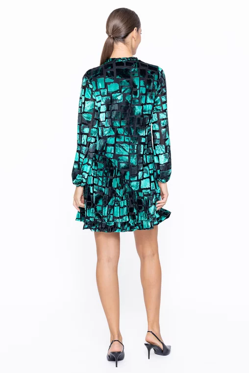 Rochie Caramel lejeră din catifea verde r8581 thumbnail picture - 