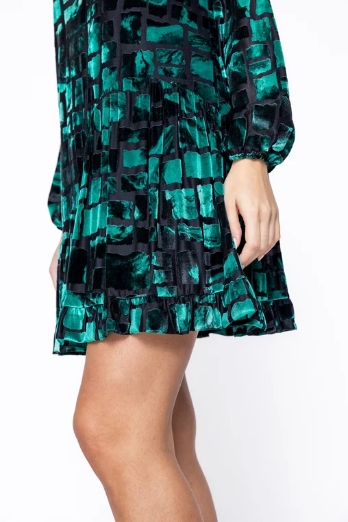 Rochie Caramel lejeră din catifea verde r8581 thumbnail picture - 