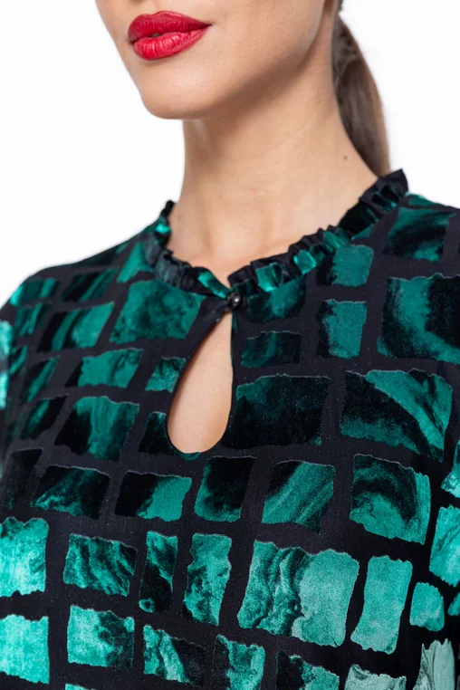 Rochie Caramel lejeră din catifea verde r8581 thumbnail picture - 