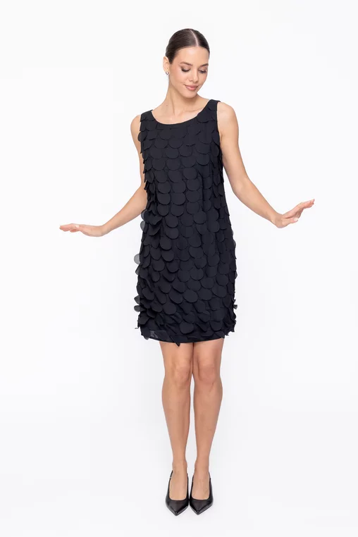 Rochie Caramel lejeră din voal cu aplicații neagră R8619 thumbnail picture - 